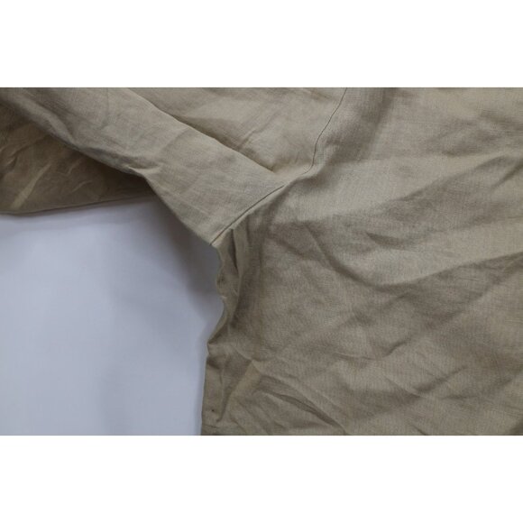 Vintage 90s Ralph Lauren Mens 32 Distressed Linen Above Knee Chino Shorts Beige - Picture 16 of 16